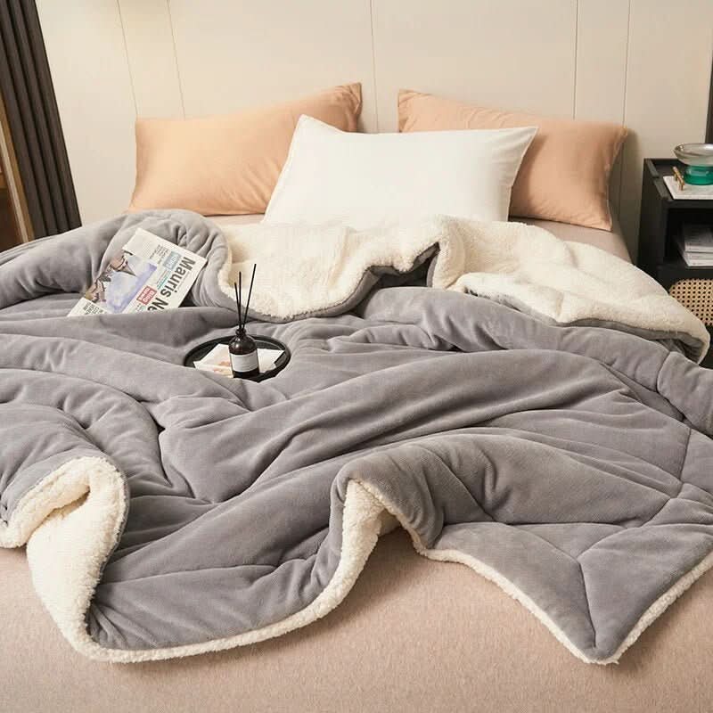 Vändbar Sherpa-fleece Filt för Säng och Soffa