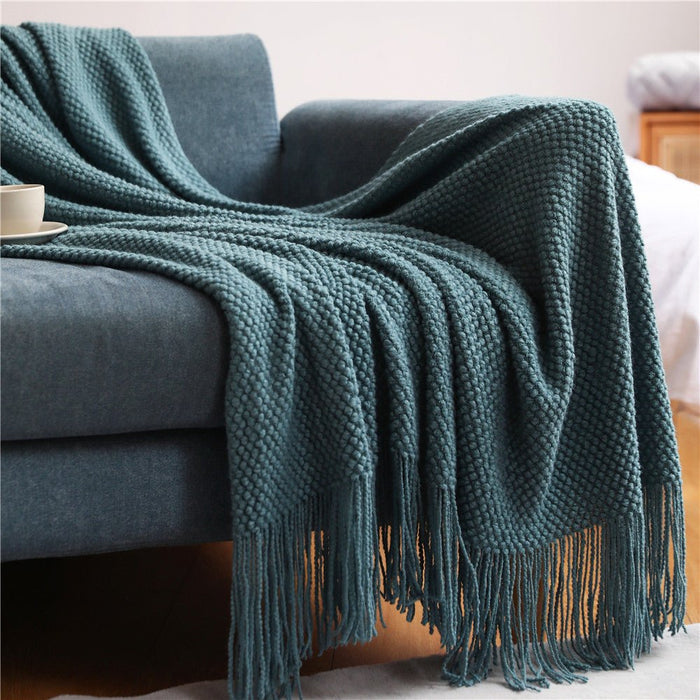 Myslunda™ Stickad pläd i skandinavisk stil – mjuk för soffa och säng