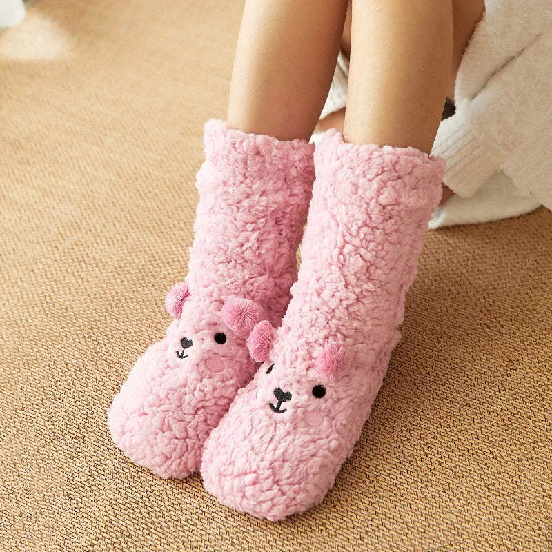 Myslunda™ Söta björnsockor i mjuk fleece med halkskydd