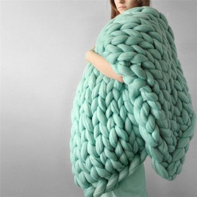 Handmade Grovstickad Filt Comfy &amp; Varm - 80 x100 cm