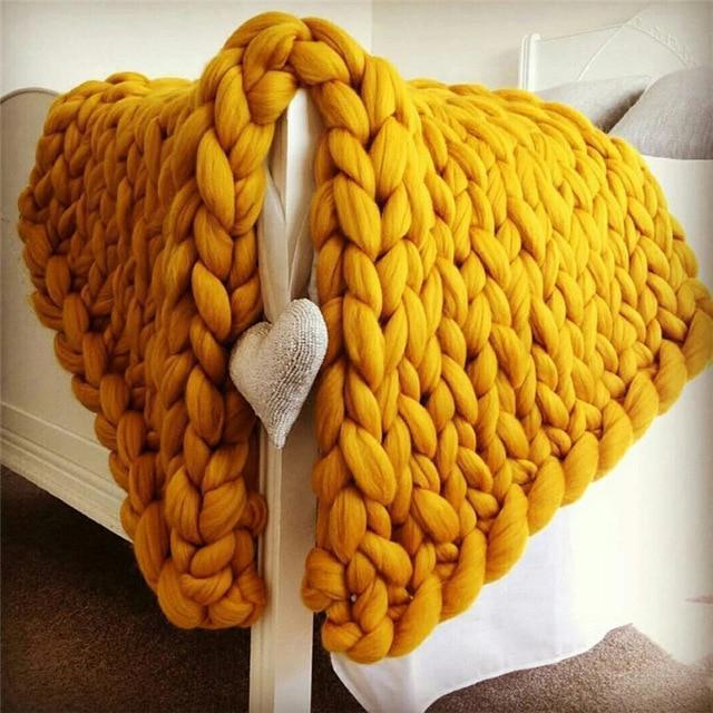 Handmade Grovstickad Filt Comfy &amp; Varm - 80 x100 cm