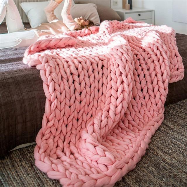 Handmade Grovstickad Filt Comfy &amp; Varm - 80 x100 cm