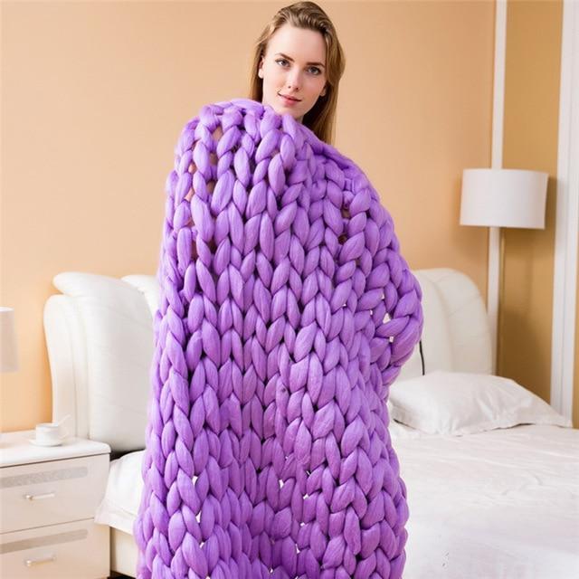 Handmade Grovstickad Filt Comfy &amp; Varm - 80 x100 cm