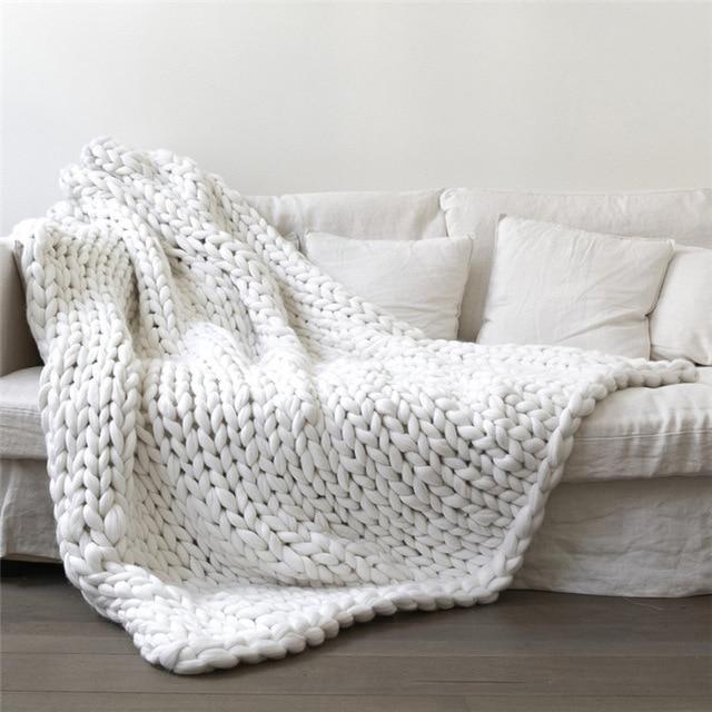 Handmade Grovstickad Filt Comfy &amp; Varm - 80 x100 cm