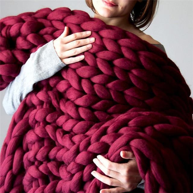 Handmade Grovstickad Filt Comfy &amp; Varm - 80 x100 cm