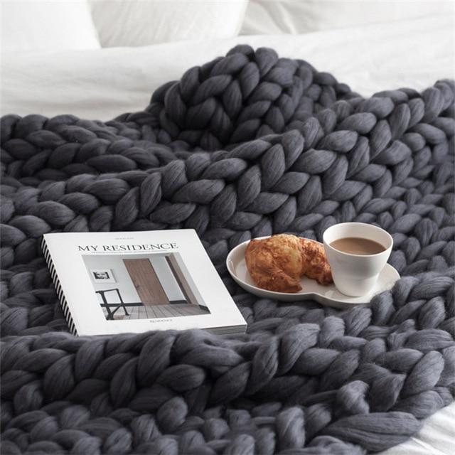 Handmade Grovstickad Filt Comfy &amp; Varm - 80 x100 cm