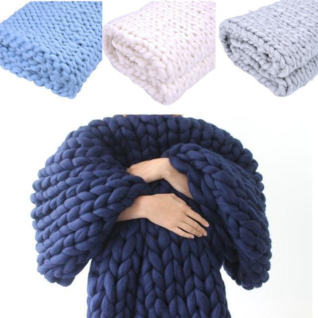 Handmade Grovstickad Filt Comfy &amp; Varm - 80 x100 cm