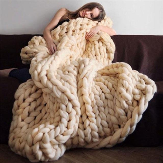 Handmade Grovstickad Filt Comfy &amp; Varm - 80 x100 cm