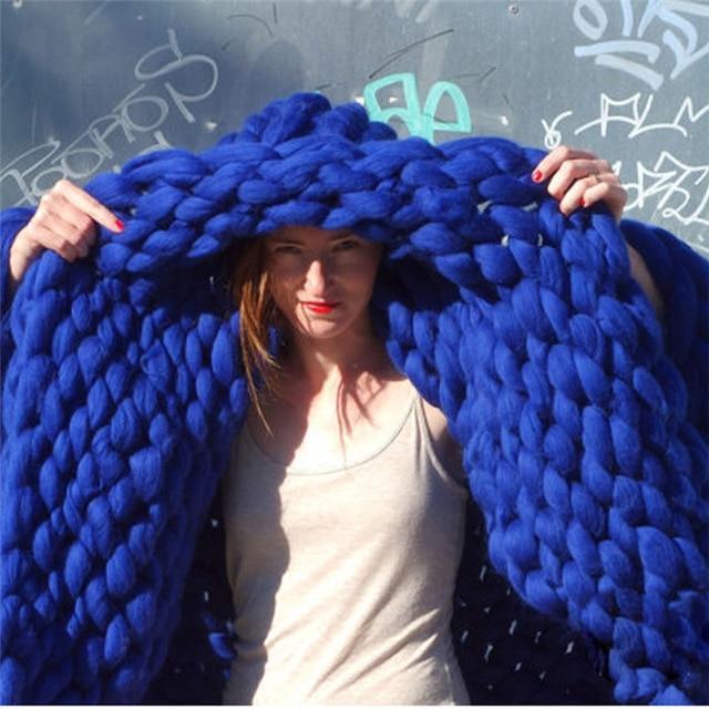 Handmade Grovstickad Filt Comfy &amp; Varm - 80 x100 cm