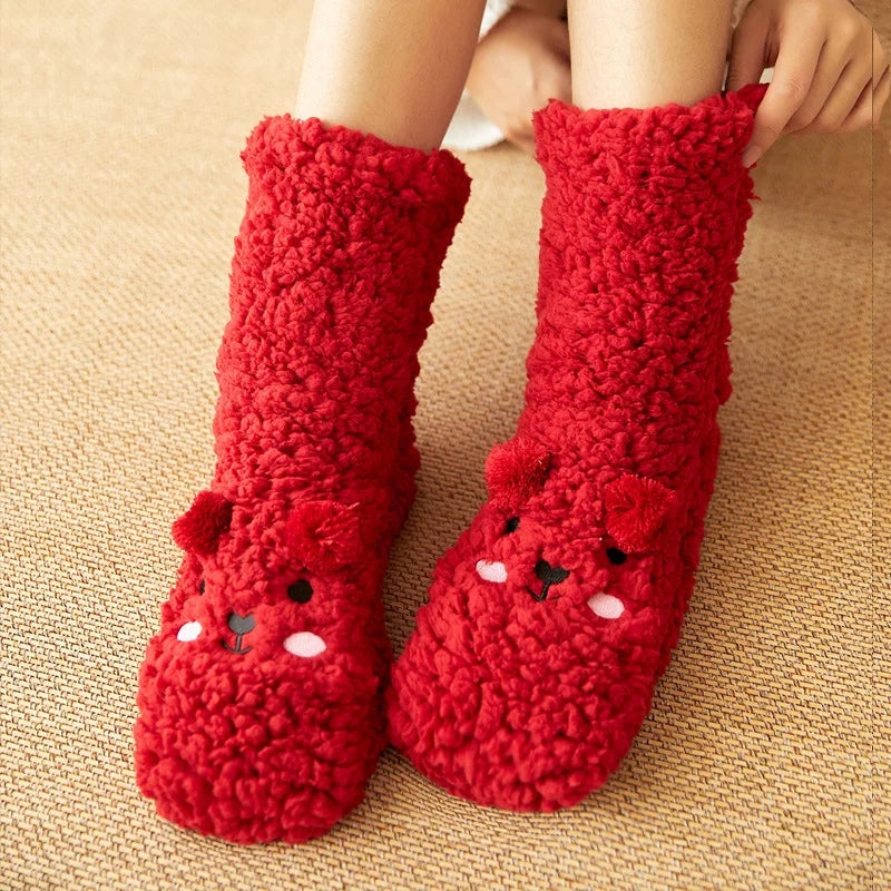 Myslunda™ Söta björnsockor i mjuk fleece med halkskydd