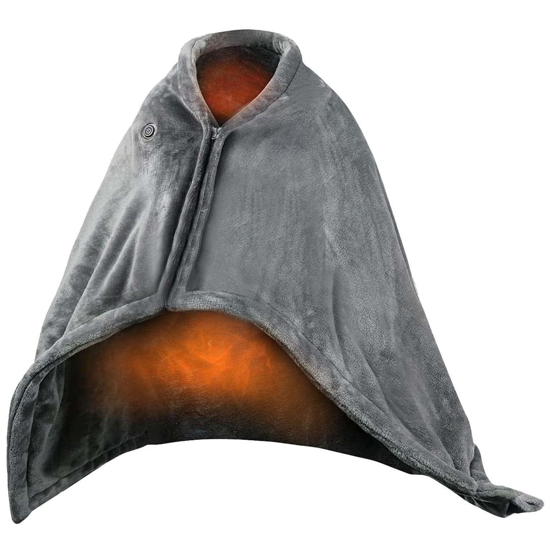 USB Bärbar Uppvärmd filt med Dragkedja Fleece Pläd Omslag och Elektrisk Sjal 59x31in