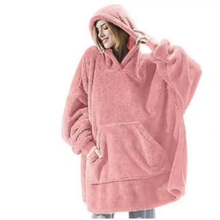 Bärbar filt-hoodie med Oversized Fleece och Kangaroo Ficka