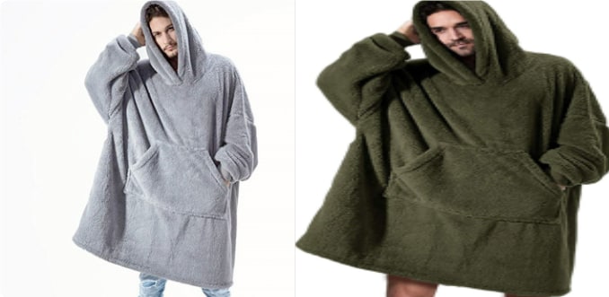 Bärbar filt-hoodie med Oversized Fleece och Kangaroo Ficka