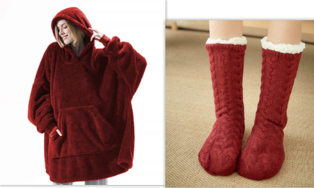 Bärbar filt-hoodie med Oversized Fleece och Kangaroo Ficka