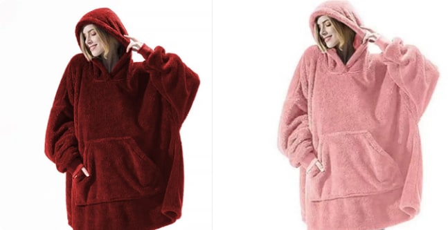 Bärbar filt-hoodie med Oversized Fleece och Kangaroo Ficka