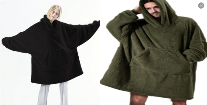 Bärbar filt-hoodie med Oversized Fleece och Kangaroo Ficka