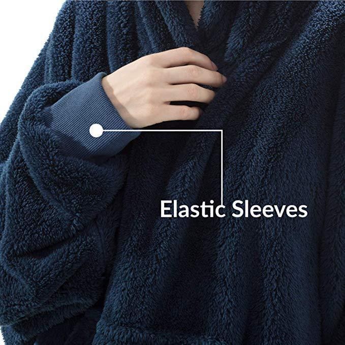 Bärbar filt-hoodie med Oversized Fleece och Kangaroo Ficka