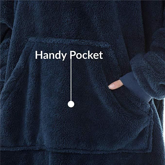 Bärbar filt-hoodie med Oversized Fleece och Kangaroo Ficka