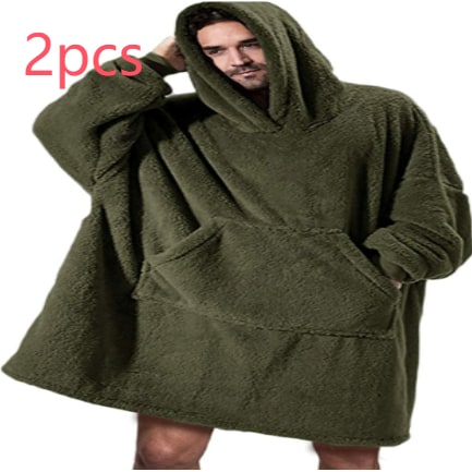 Bärbar filt-hoodie med Oversized Fleece och Kangaroo Ficka