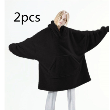 Bärbar filt-hoodie med Oversized Fleece och Kangaroo Ficka
