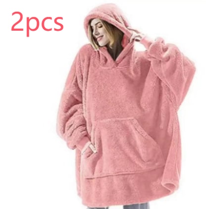 Bärbar filt-hoodie med Oversized Fleece och Kangaroo Ficka