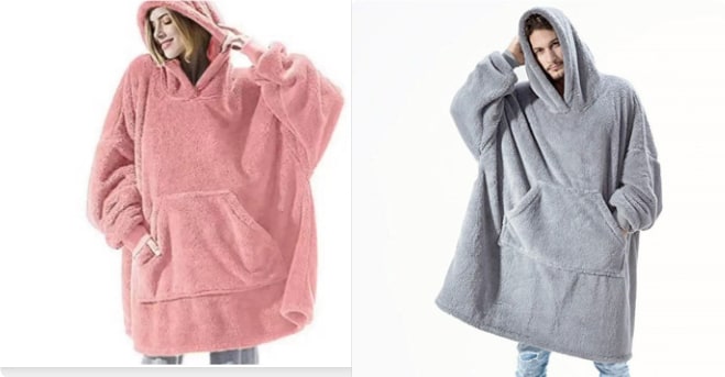 Bärbar filt-hoodie med Oversized Fleece och Kangaroo Ficka