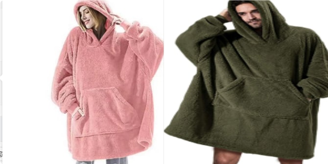 Bärbar filt-hoodie med Oversized Fleece och Kangaroo Ficka