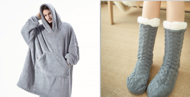 Bärbar filt-hoodie med Oversized Fleece och Kangaroo Ficka
