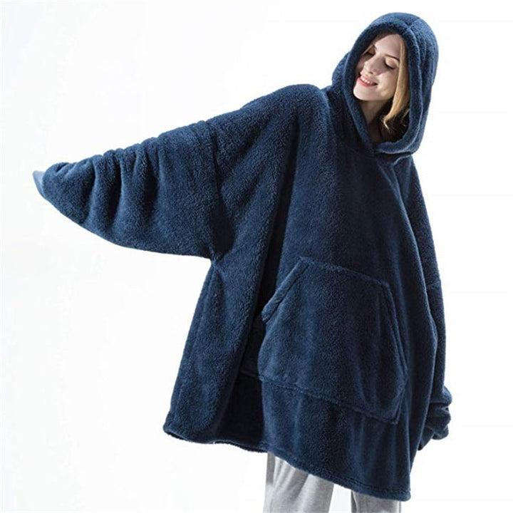 Bärbar filt-hoodie med Oversized Fleece och Kangaroo Ficka