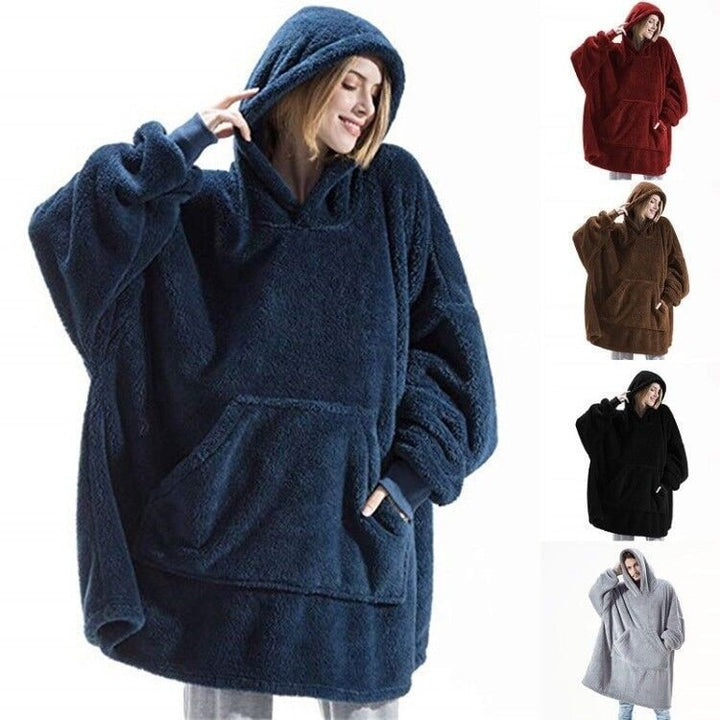 Bärbar filt-hoodie med Oversized Fleece och Kangaroo Ficka