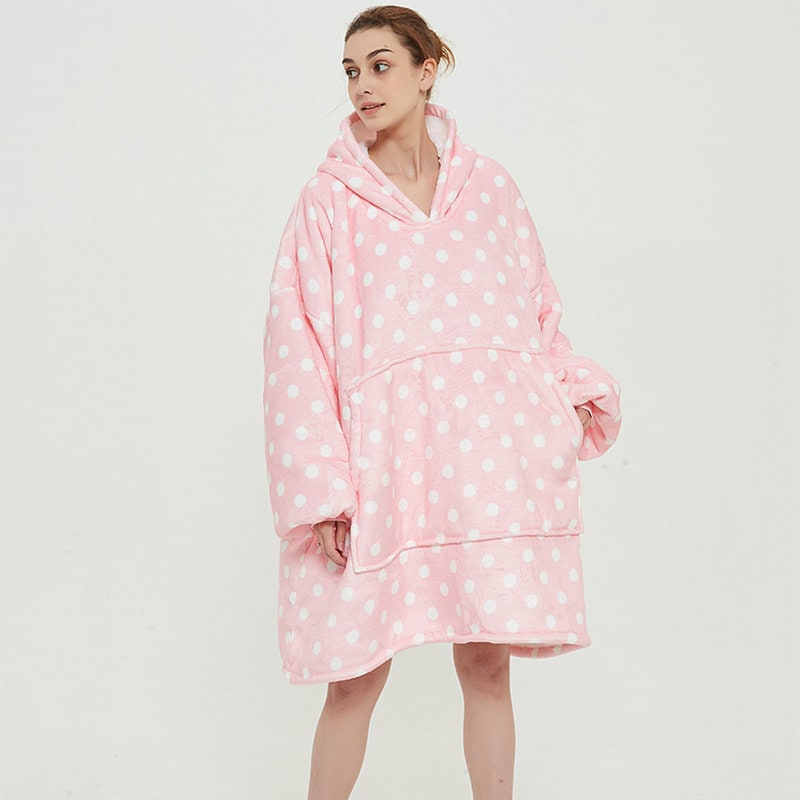 Bärbar filt-hoodie med Sherpa Foder Oversized Fleece Pullover