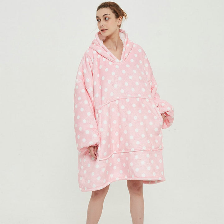 Bärbar filt-hoodie med Sherpa Foder Oversized Fleece Pullover