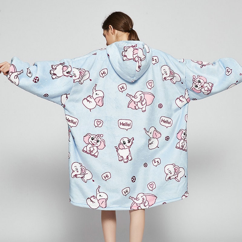 Bärbar filt-hoodie med Sherpa Foder Oversized Fleece Pullover