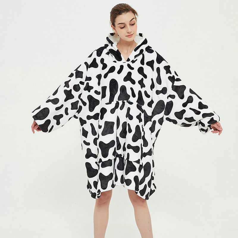 Bärbar filt-hoodie med Sherpa Foder Oversized Fleece Pullover