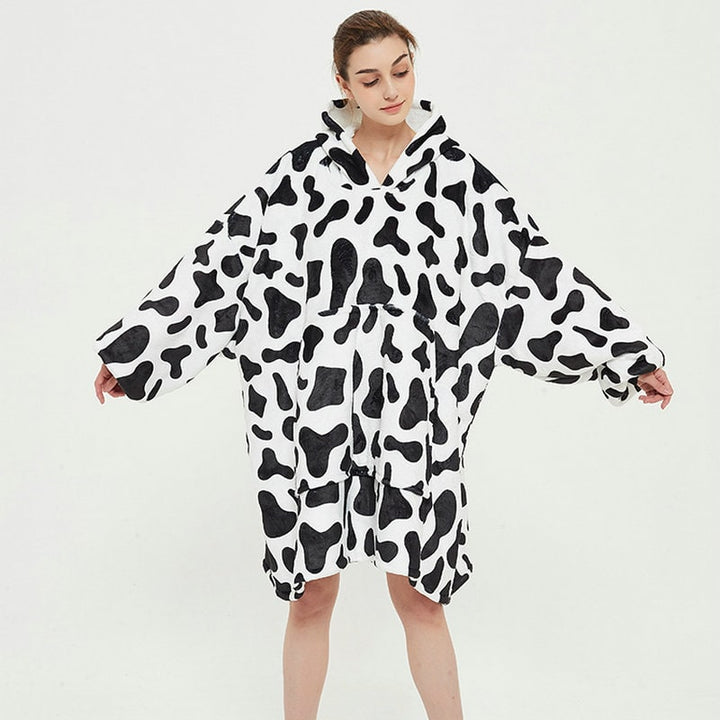 Bärbar filt-hoodie med Sherpa Foder Oversized Fleece Pullover