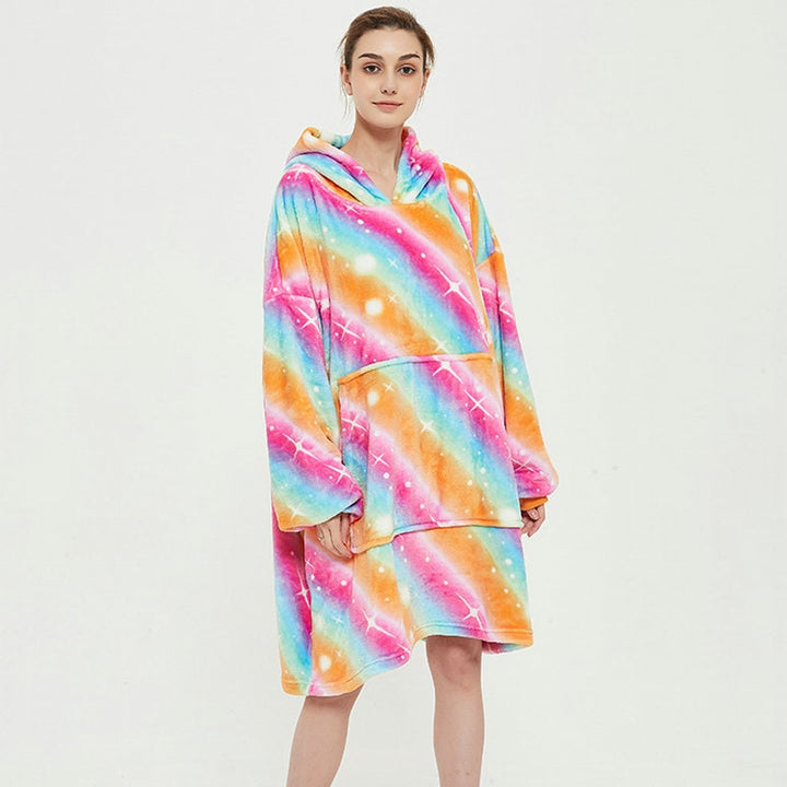 Bärbar filt-hoodie med Sherpa Foder Oversized Fleece Pullover