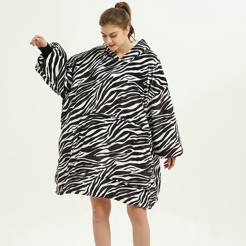Bärbar filt-hoodie med Sherpa Foder Oversized Fleece Pullover