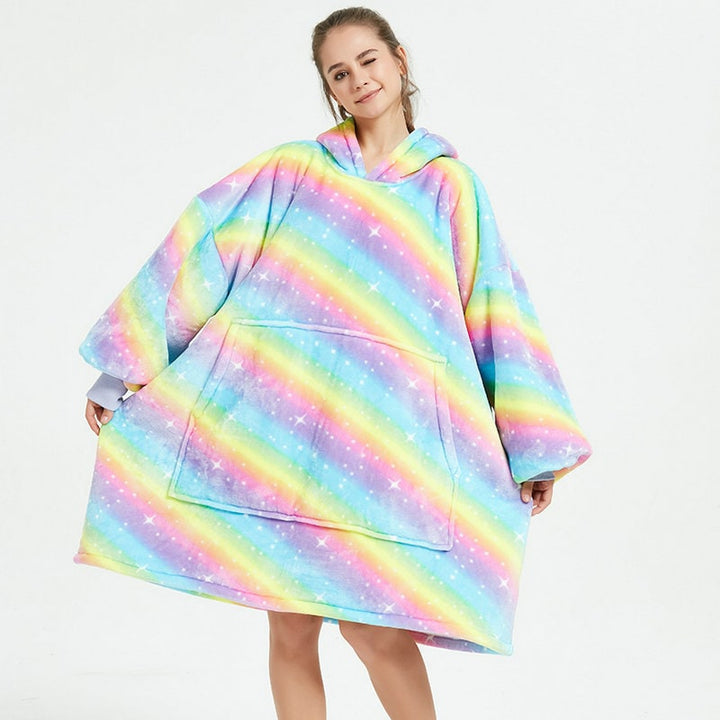 Bärbar filt-hoodie med Sherpa Foder Oversized Fleece Pullover