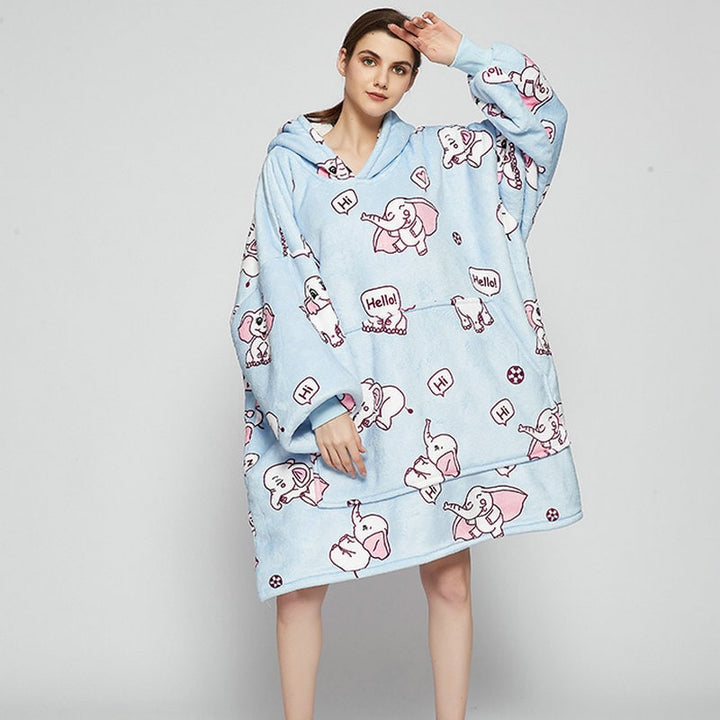 Bärbar filt-hoodie med Sherpa Foder Oversized Fleece Pullover