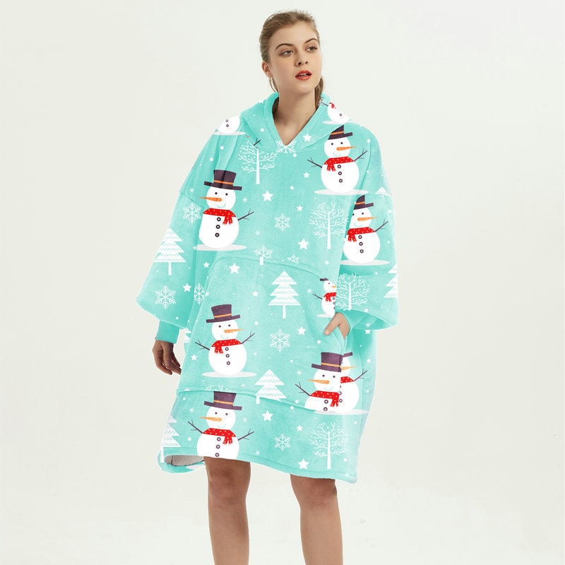 Bärbar filt-hoodie med Sherpa Foder Oversized Fleece Pullover