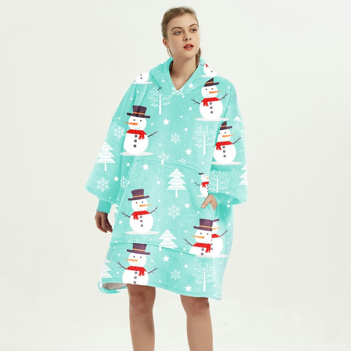 Bärbar filt-hoodie med Sherpa Foder Oversized Fleece Pullover