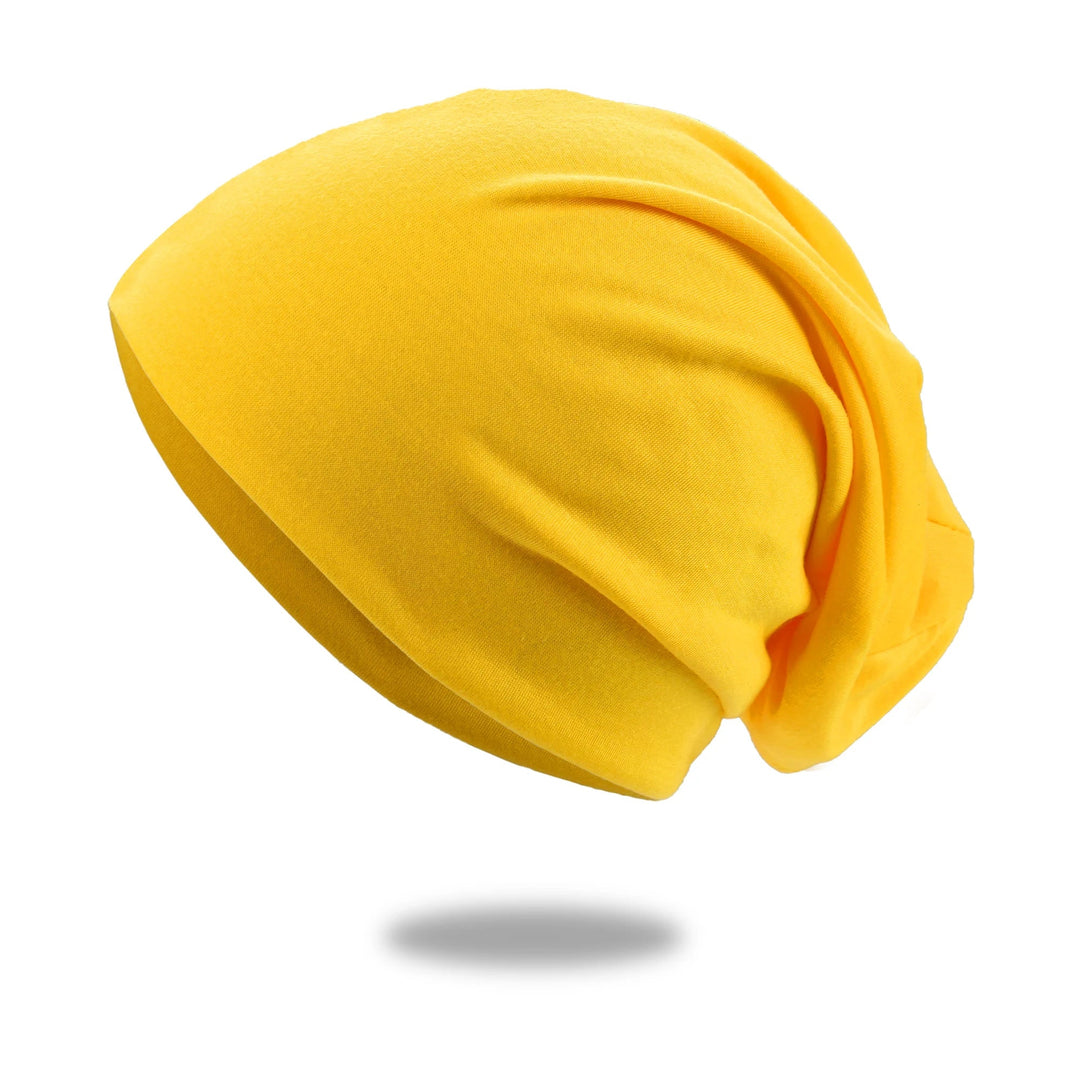 Slouch beanie i andningsbar stickning med stretch